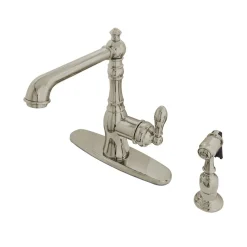New Gourmetier American Classic Single-Handle Kitchen Faucet with Brass Sprayer Faucets With Side Spray