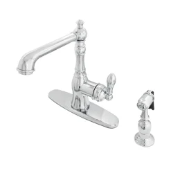 New Gourmetier American Classic Single-Handle Kitchen Faucet with Brass Sprayer Faucets With Side Spray
