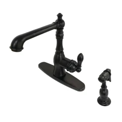 New Gourmetier American Classic Single-Handle Kitchen Faucet with Brass Sprayer Faucets With Side Spray