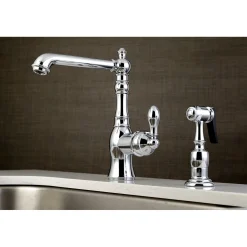 New Gourmetier American Classic Single-Handle Kitchen Faucet with Brass Sprayer Faucets With Side Spray