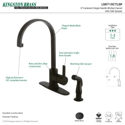 New Gourmetier Continental Single-Handle Kitchen Faucet with Side Sprayer Faucets With Side Spray