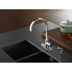 Clearance Gourmetier Concord Single-Handle Kitchen Faucet with Side Sprayer Faucets With Side Spray