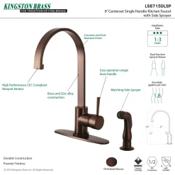 Clearance Gourmetier Concord Single-Handle Kitchen Faucet with Side Sprayer Faucets With Side Spray