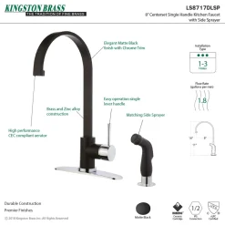 Clearance Gourmetier Concord Single-Handle Kitchen Faucet with Side Sprayer Faucets With Side Spray