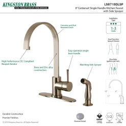 Clearance Gourmetier Concord Single-Handle Kitchen Faucet with Side Sprayer Faucets With Side Spray