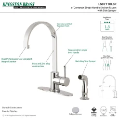 Clearance Gourmetier Concord Single-Handle Kitchen Faucet with Side Sprayer Faucets With Side Spray