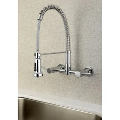 Online Gourmetier Concord 2-Handle Wall Mount Pull-Down Kitchen Faucet Wall Mounted Kitchen Faucets