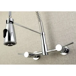 Hot Gourmetier Concord 2-Handle 2-Hole Wall Mount Pull-Down Kitchen Faucet Wall Mounted Kitchen Faucets