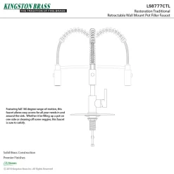 Gourmetier Continental Single-Hole Single-Handle Pre-Rinse Kitchen Faucet Single Hole|Commercial Style Faucets