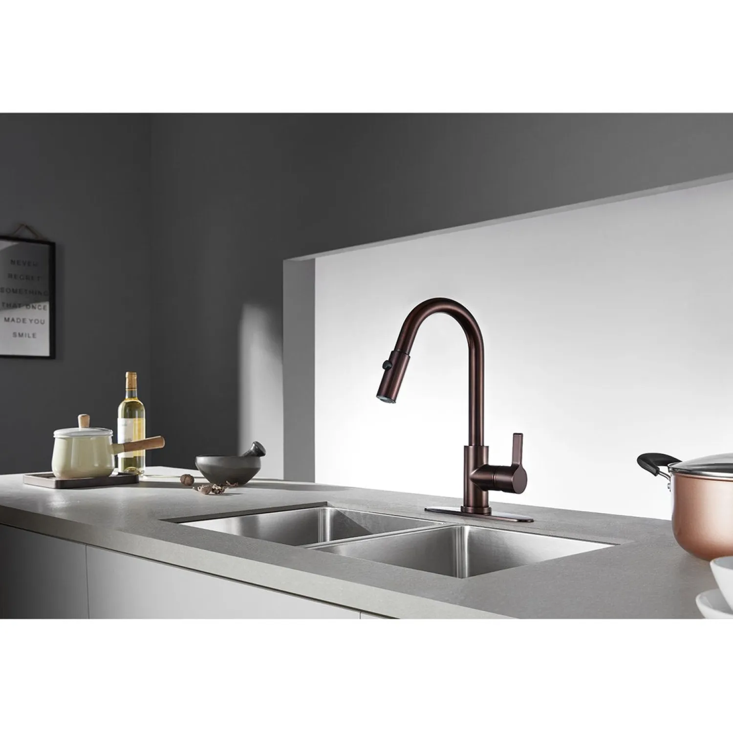 Best Gourmetier Continental Single-Handle Single-Hole Pull-Down Kitchen Faucet Single Hole