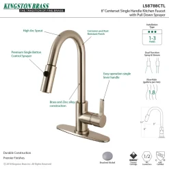 Best Gourmetier Continental Single-Handle Single-Hole Pull-Down Kitchen Faucet Single Hole