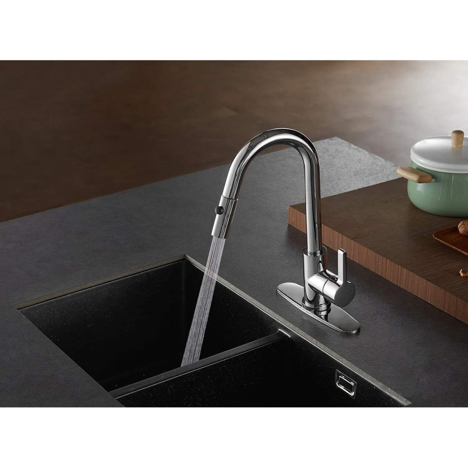 Best Gourmetier Continental Single-Handle Single-Hole Pull-Down Kitchen Faucet Single Hole