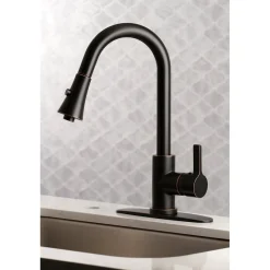 Clearance Gourmetier Continental Deck Mount Single-Handle Pull-Down Kitchen Faucet Single Hole