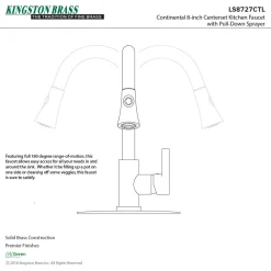 Clearance Gourmetier Continental Deck Mount Single-Handle Pull-Down Kitchen Faucet Single Hole