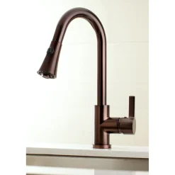 Clearance Gourmetier Continental Deck Mount Single-Handle Pull-Down Kitchen Faucet Single Hole
