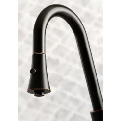 Clearance Gourmetier Continental Deck Mount Single-Handle Pull-Down Kitchen Faucet Single Hole