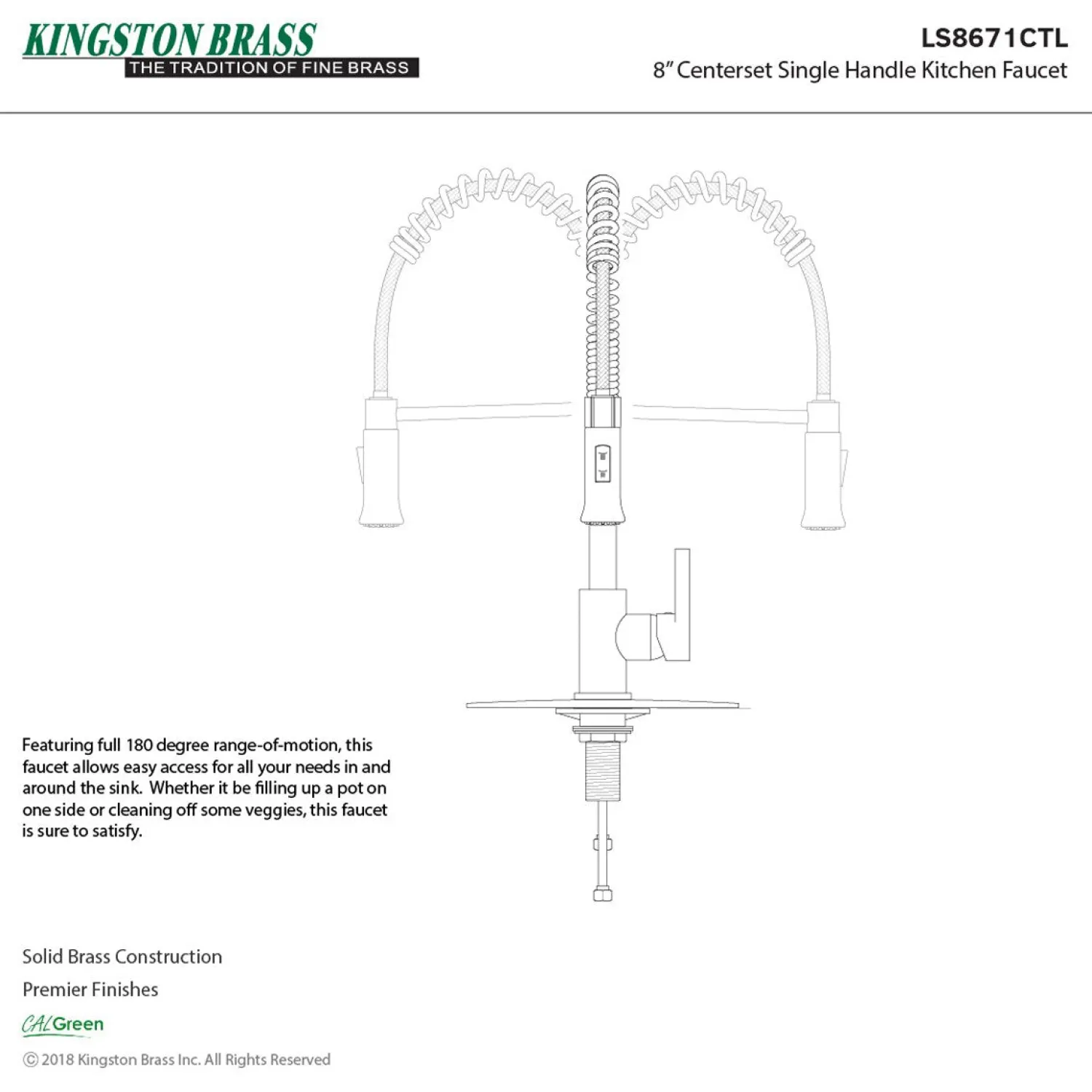 Online Gourmetier Continental Single-Handle Pull-Down Kitchen Faucet Single Hole