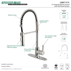 Online Gourmetier Continental Single-Handle Pull-Down Kitchen Faucet Single Hole