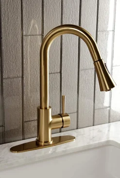 Online Gourmetier Concord Deck Mount Single-Handle Pull-Down Kitchen Faucet Single Hole