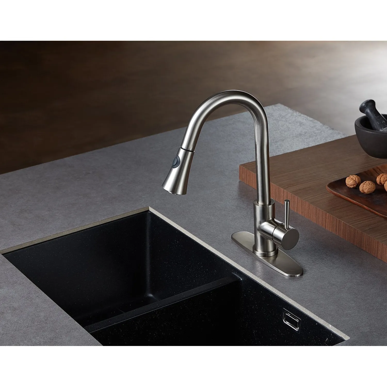 Online Gourmetier Concord Deck Mount Single-Handle Pull-Down Kitchen Faucet Single Hole