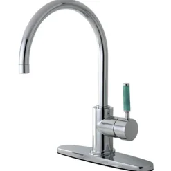 Sale Gourmetier Green Eden Single Lever Handle Kitchen Faucet with 8" Deck Plate Single Hole