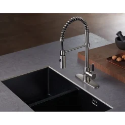 Hot Gourmetier Kaiser Deck Mount Single-Handle Pull-Down Kitchen Faucet Single Hole