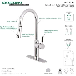 Outlet Gourmetier Kaiser Single-Handle Pull-Down Kitchen Faucet Single Hole