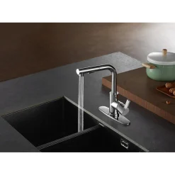 Clearance Gourmetier LS2711CTL Continental Single-Handle Kitchen Faucet with Pull-Out Sprayer in Polished Chrome Single Hole