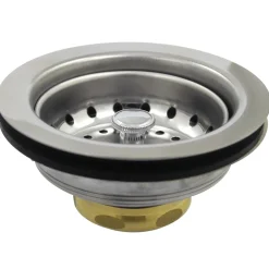 Online Gourmetier Made to Match K111B Stainless Steel Kitchen Sink Waste Basket in Satin Nickel with Brass Nut Sink Drains, Disposer Flanges & Air Gaps