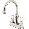 New Governor Two Handle Deck Mount 4" Centerset Lavatory Faucet with Brass Pop-up 4" Center Set