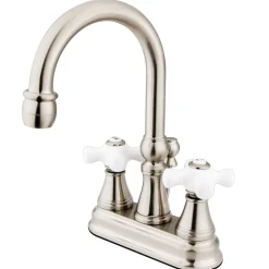 New Governor Two Handle Deck Mount 4" Centerset Lavatory Faucet with Brass Pop-up 4" Center Set