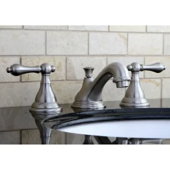 Hot 2-Handle 8-Inch Widespread Bathroom Faucet with Brass Pop-Up 8