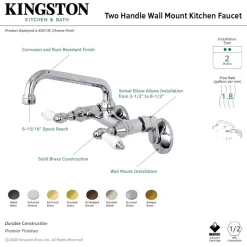 Discount 2-Handle Wall Mount Kitchen Faucet Wall Mounted Kitchen Faucets