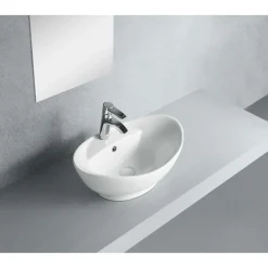 Clearance Harmon White China Vessel Bathroom Sink with Overflow Hole and Faucet Hole Above Counter / Vessel Sinks