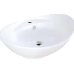 Clearance Harmon White China Vessel Bathroom Sink with Overflow Hole and Faucet Hole Above Counter / Vessel Sinks