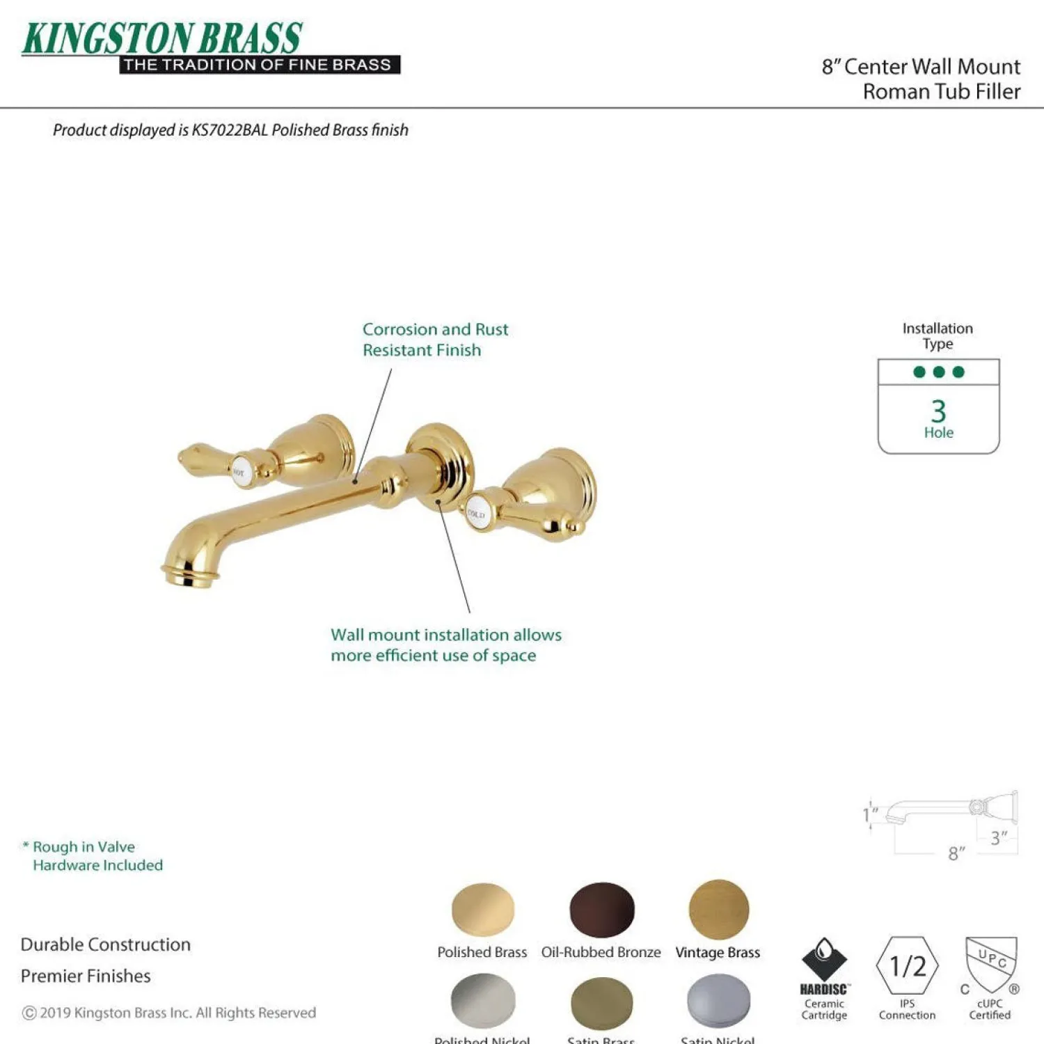 Clearance Heirloom 2-Handle Wall Mount Roman Tub Faucet Tub Faucets
