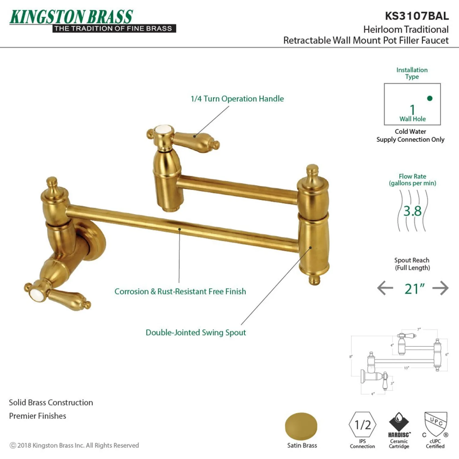New Heirloom Wall Mount Pot Filler Kitchen Faucet Wall Mounted Kitchen Faucets|Single Hole