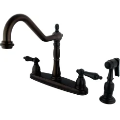 Outlet Heritage 8" Center Kitchen Faucet with Brass Sprayer Widespread Kitchen Faucets