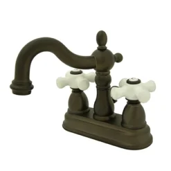 New Heritage Classic 4" Centerset Two Handle Lavatory Faucet with Brass Pop-up 4" Center Set