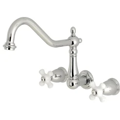 Sale Heritage Cross-Handle Wall Mount Kitchen Faucet Wall Mounted Kitchen Faucets