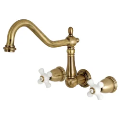 Sale Heritage Cross-Handle Wall Mount Kitchen Faucet Wall Mounted Kitchen Faucets