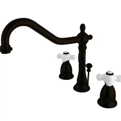 Discount Heritage Cross-Handle 3-Hole 8-Inch Widespread Bathroom Faucet 8