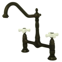 New Heritage Deck Mount 2-Hole Kitchen Bridge Faucet Bridge Faucets