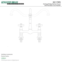 New Heritage Deck Mount 2-Hole Kitchen Bridge Faucet Bridge Faucets