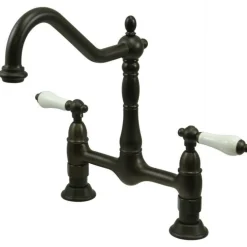 Online Heritage Deck Mount Kitchen Bridge Faucet Bridge Faucets