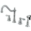 New Heritage Deck Mount Widespread 4-Hole Kitchen Faucet Widespread Kitchen Faucets|Faucets With Side Spray
