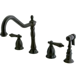 New Heritage Deck Mount Widespread 4-Hole Kitchen Faucet Widespread Kitchen Faucets|Faucets With Side Spray