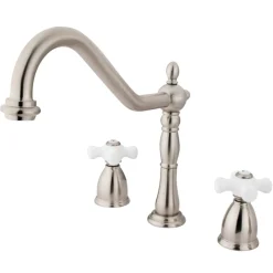 Heritage Deck Mount Widespread 3-Hole Kitchen Faucet Widespread Kitchen Faucets