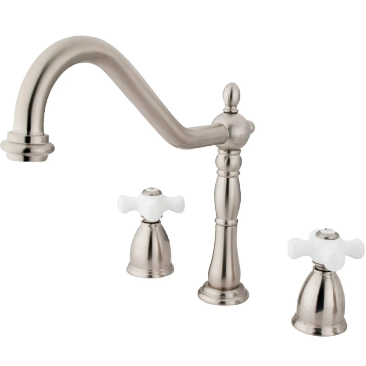 Heritage Deck Mount Widespread 3-Hole Kitchen Faucet Widespread Kitchen Faucets