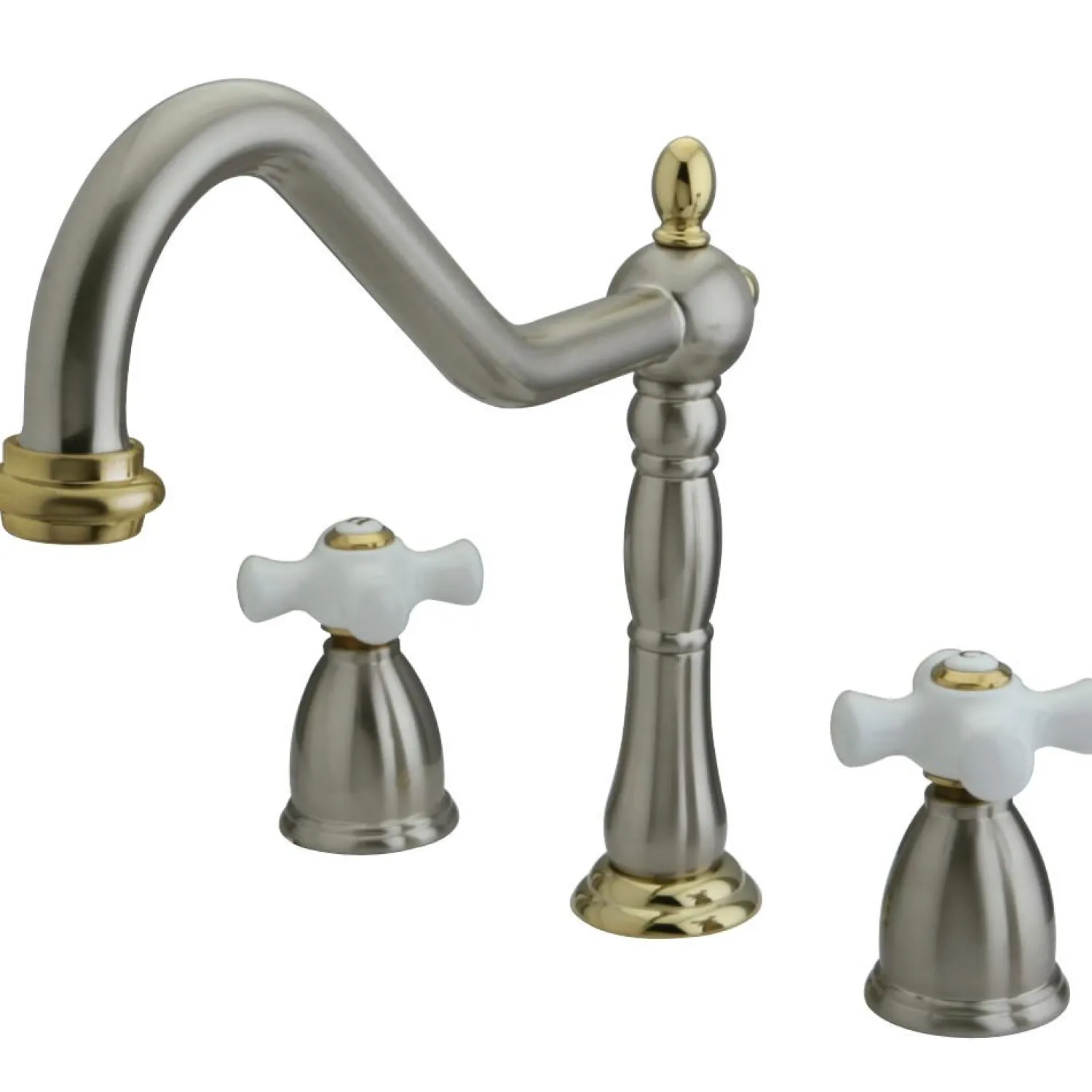 Heritage Deck Mount Widespread 3-Hole Kitchen Faucet Widespread Kitchen Faucets